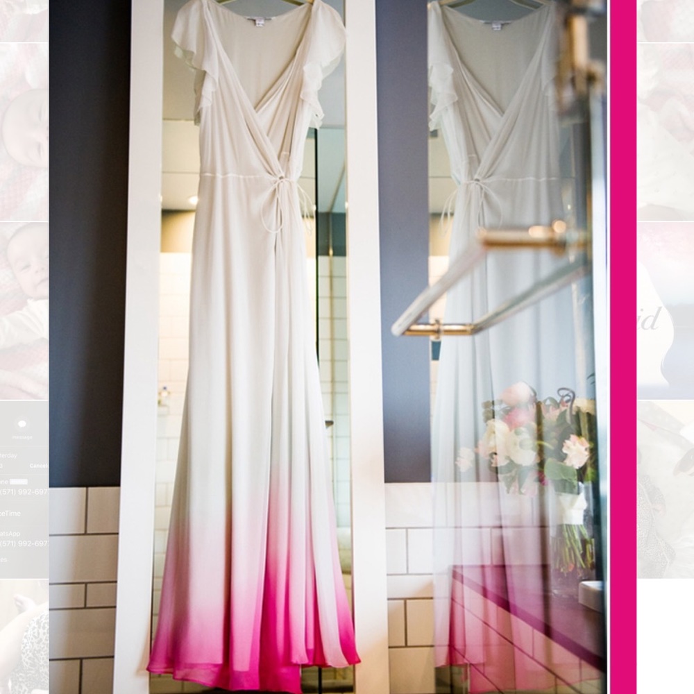 DVF ombré pink chiffon wrap dress